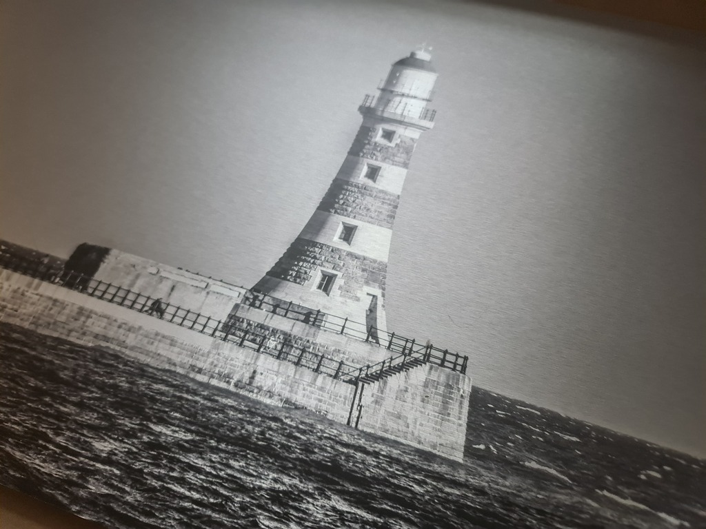 Roker Pier Lighthouse Print with Brushed Aluminium Surface